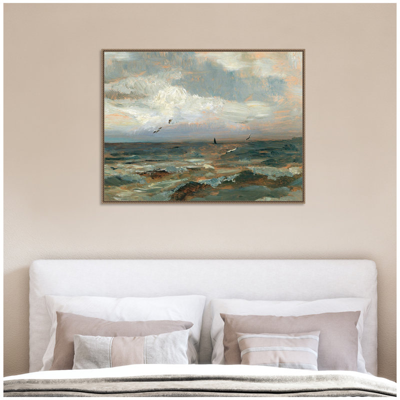 «The North Sea» par Olga Wisinger Florian par Nostalgia Prints, reproduction d'art sur toile encadrée, Or foncé perlé Sylvie