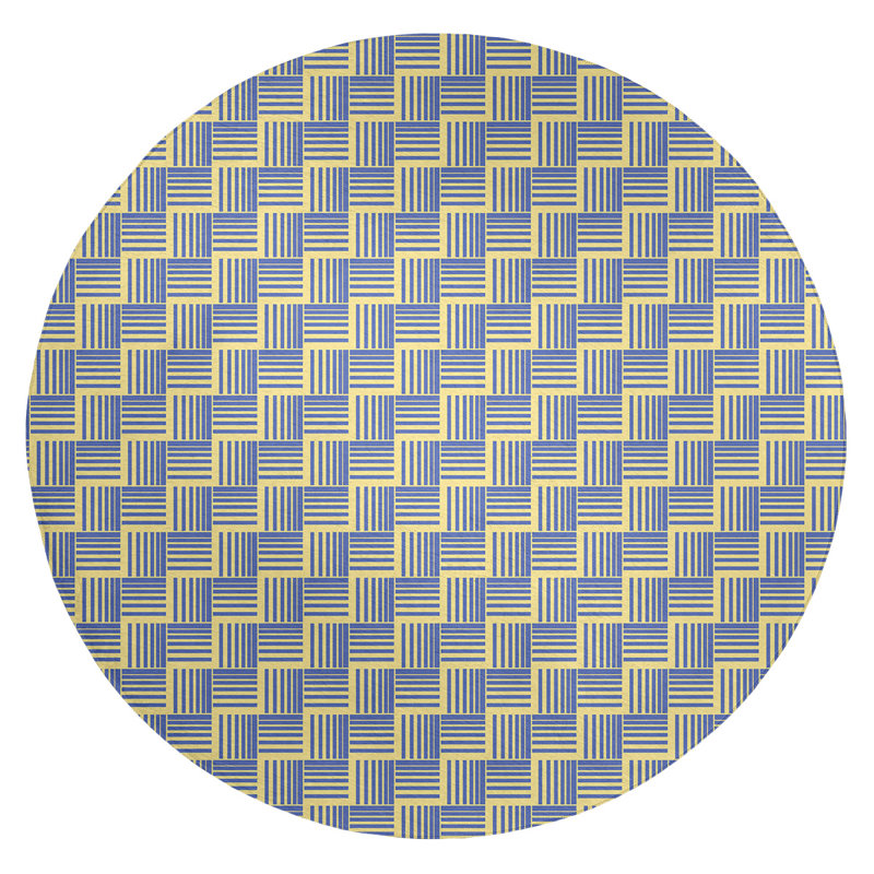 Tapis mauve/jaune basketweave rayures, Rond 5 pi