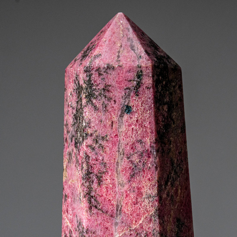 Véritable pointe de rhodonite impériale polie authentique de Madagascar (2,8 lb)