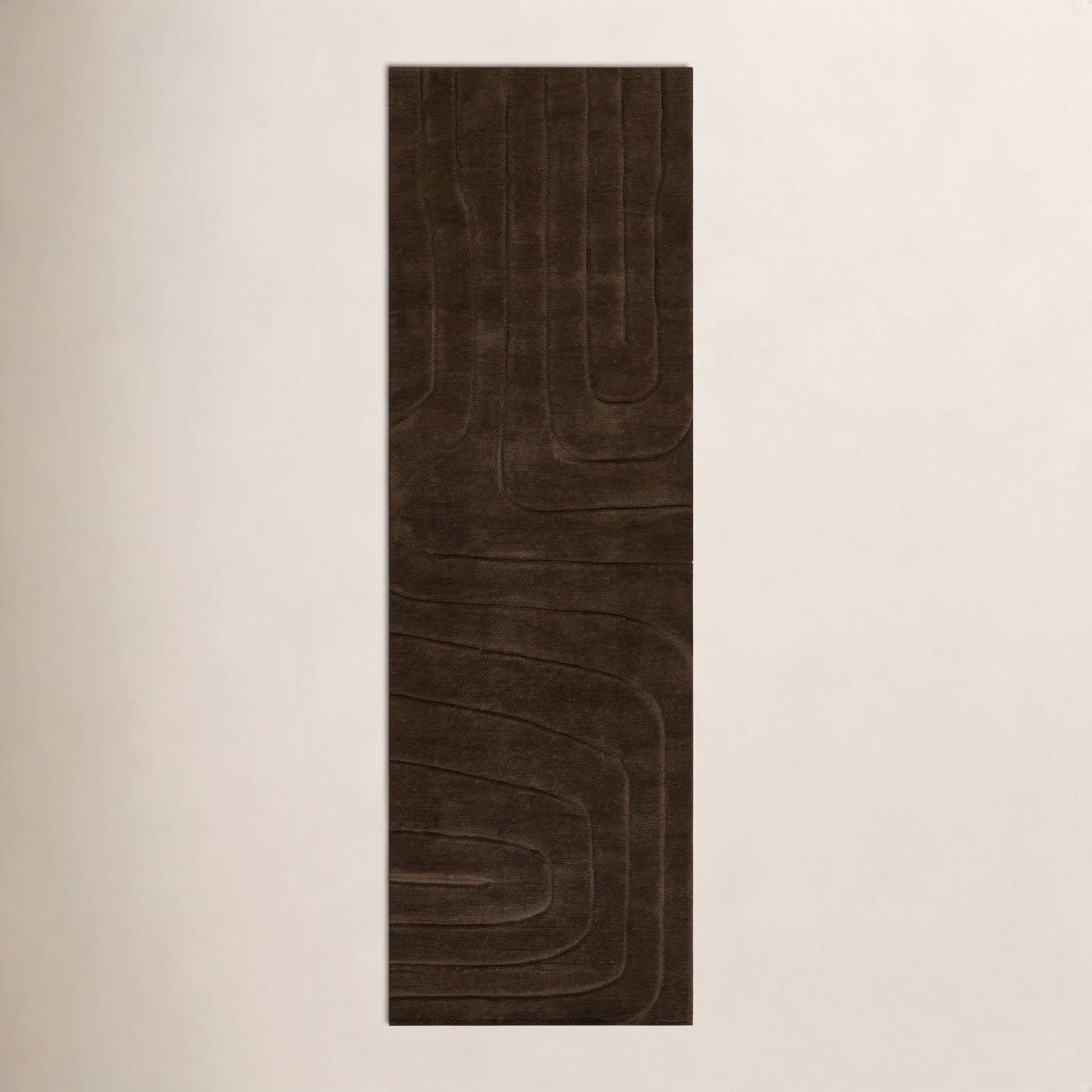 Aelin Brown Hand-Tufted Wavy Wool Rug, Runner 2'6" x 8'