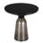 19" Round Side End Table Glass/Sintered Stone Top With Powder-Coated Black Rim And Tempered Glass Base-109367868-122913913