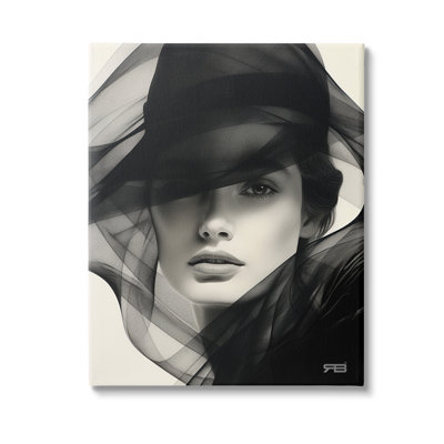 Woman With Swirling Hat Canvas Wall Art Design By Rb