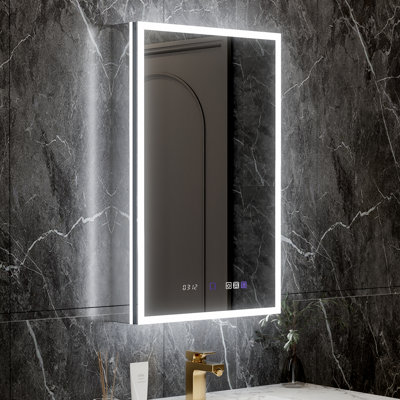 32 Inch Led Bathroom Cabinet With 5X Magnifying Mirror, Fog Function, And Integrated Design Inch, Multifunctional Medicine Cabinet, Dual Illumination, Stepless Brightness, Mirror Side