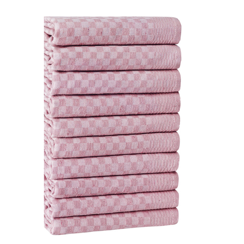 Dilesh Premium Kitchen Towel Set (10 Pieces), Soft Pink, 15.7 x 23.6 inches | 80% Cotton / 20% Polyester, 7.0 oz/sq yd | Machine Washable, Iron Safe, Ideal for Home Cooking & Baking, Stylish and Durable Design
