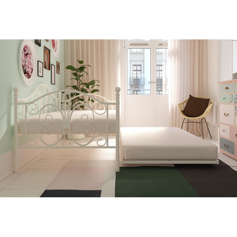 Lit de jour avec couchette Pattonsburg, Lit simple, Blanc