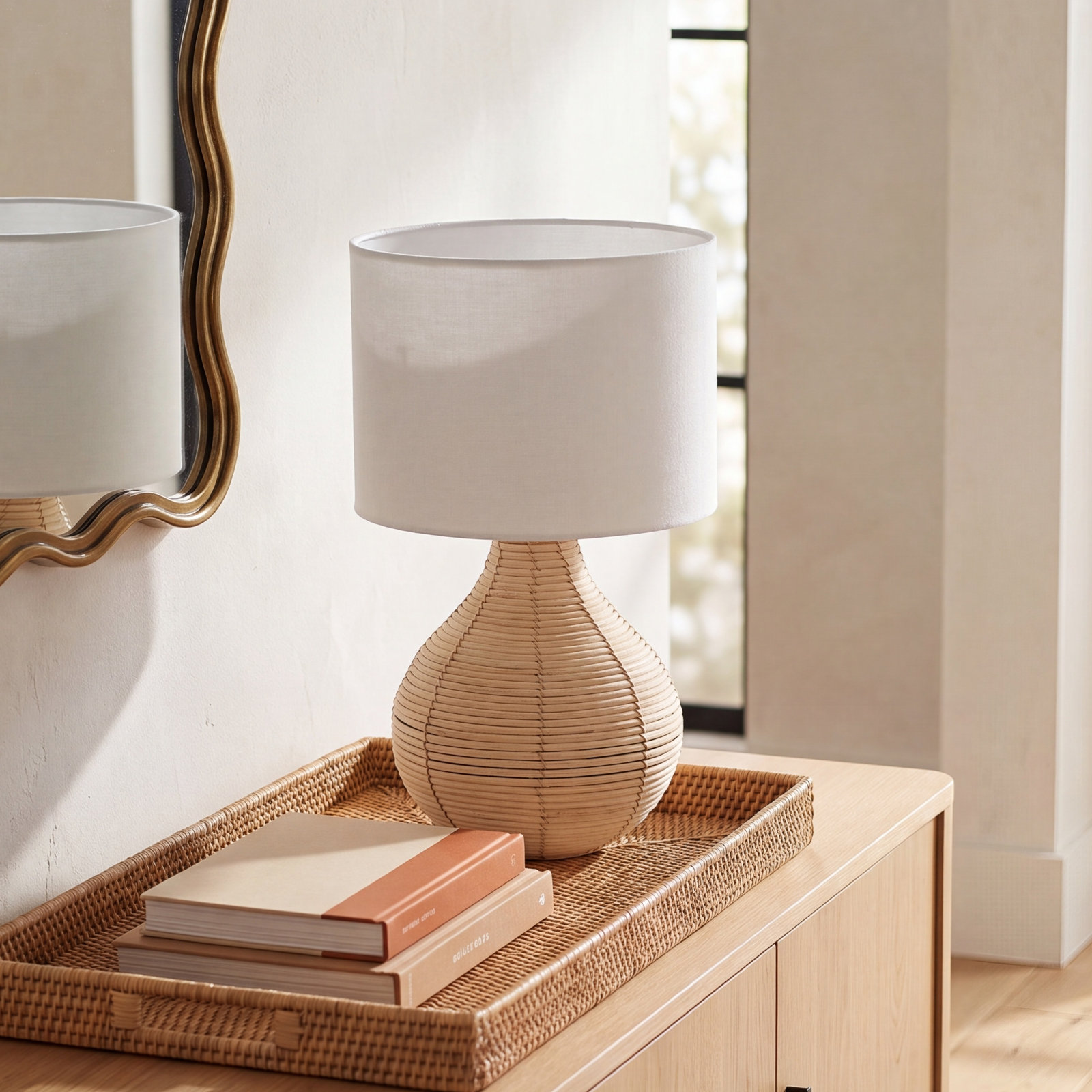 Jaylee Rattan Teardrop Table Lamp
