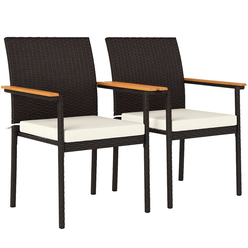 Outsunny Patio Wicker Dining Chair Set of 2