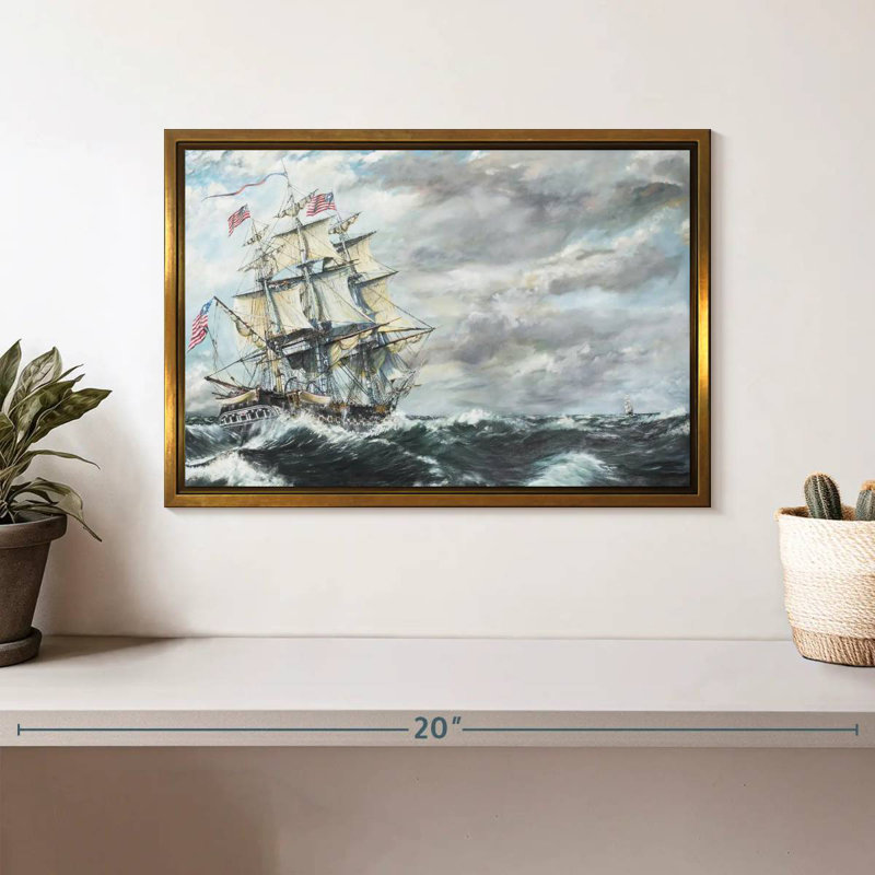 Tête de frégate USS Constitution pour frégate, Cadre flottant doré, 13 po x 9 po