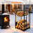 Log Holder with Hooks and Fireplace Tools