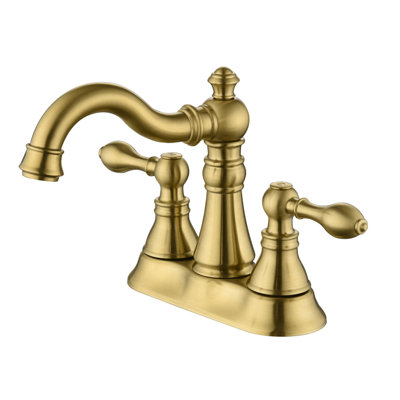 Robinet de lavabo de salle de bain à poignée double avec drain Signature Collection - or brossé