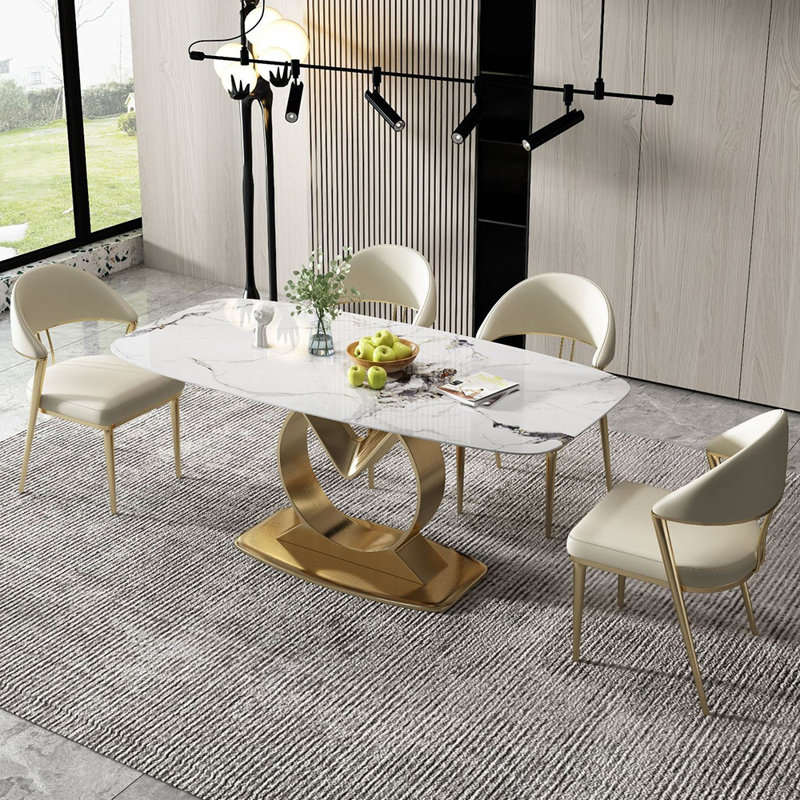 Ensemble de table de salle à manger rectangulaire de style nordique, H 29,5 po x L 55,1 po x l 31,5 po