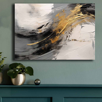 Art mural abstrait Golden Wave - 39,4 po x 27,6 po