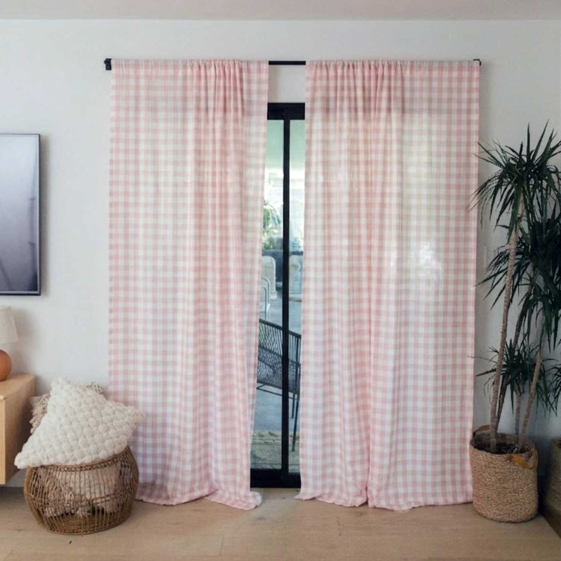 Paire de rideaux avec passe-tringle Pommier, Rose