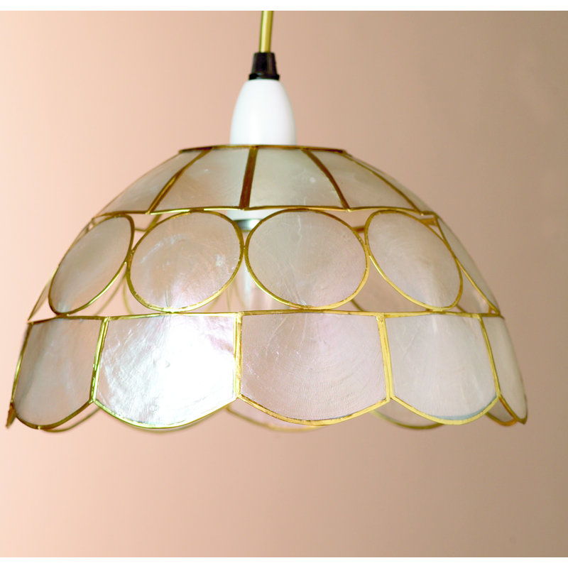 Capiz Shell 12cm H Bowl Pendant Shade ( Screw On ), Gold