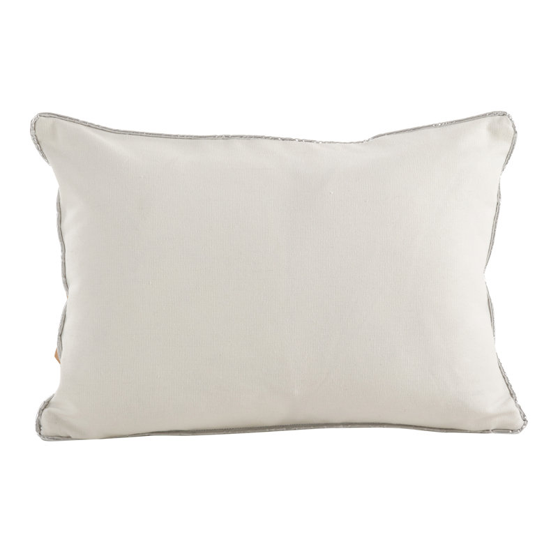 Poinsettia Cotton Floral Lumbar Pillow, Silver