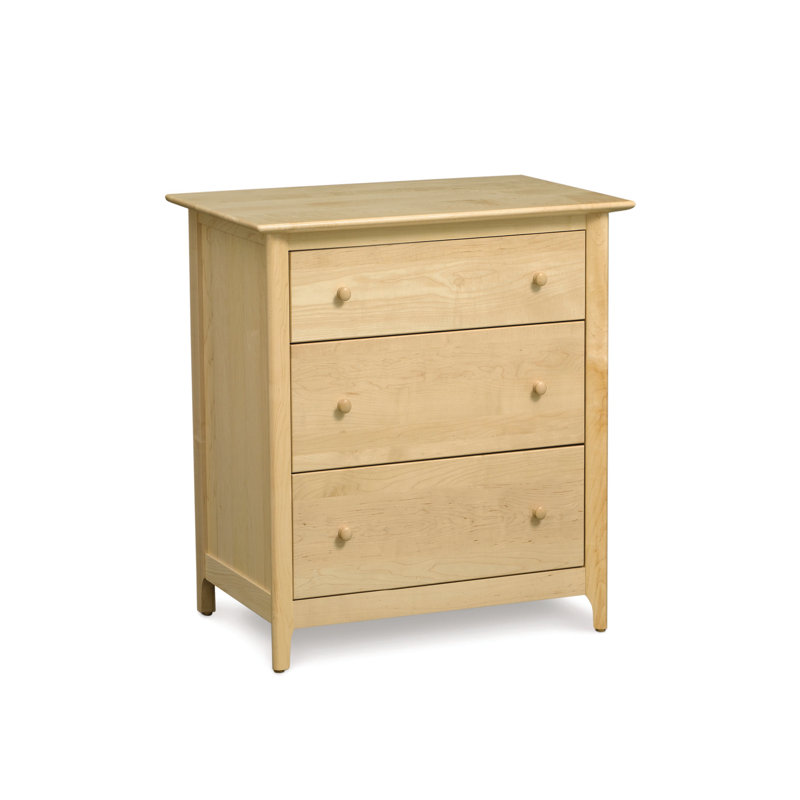 Commode en bois massif 3 tiroirs l 33,75 po Sarah, Cerise naturelle