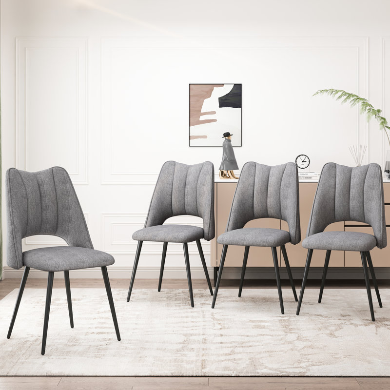 4 chaises de salle à manger grises souples avec des pieds en mousse à haute rebond et des pieds réglables, idéales pour la cuisine, 4 chaises grises, coussins, pieds, pieds, cuisine, sessions