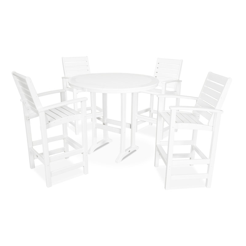 5 Piece Signature Bar Dining Set, White