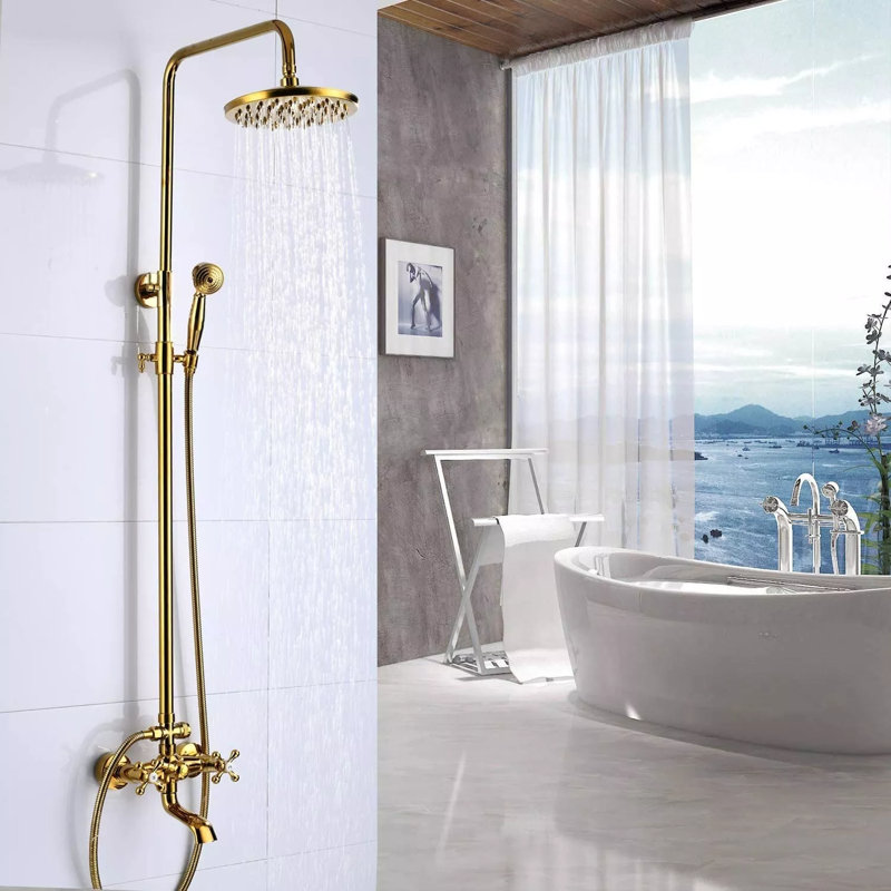 Ensemble de robinet de douche 8 po Exposed, Or