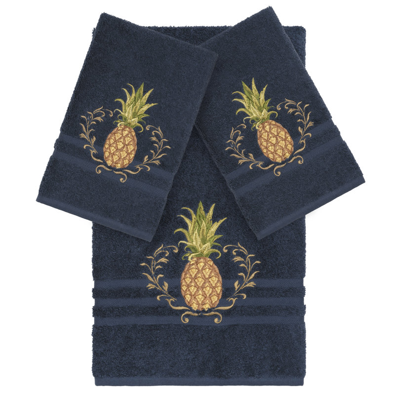 Welcome Turkish Cotton Towel Set, Midnight Blue, 3 Piece Towel Set