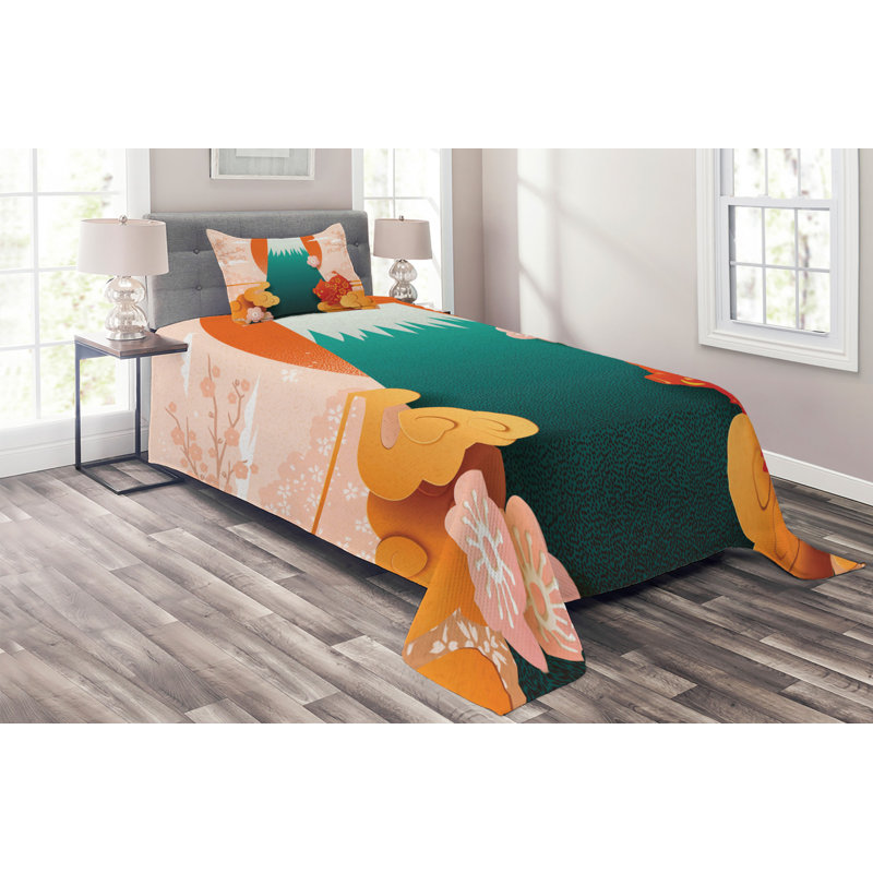 Eclectic Polyester Coverlet, Twin Bedspread + 1 Sham