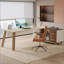 Bureau de direction en L avec classeur, grand bureau d'ordinateur moderne avec tablettes de rangement et tiroirs pour le bureau personnel