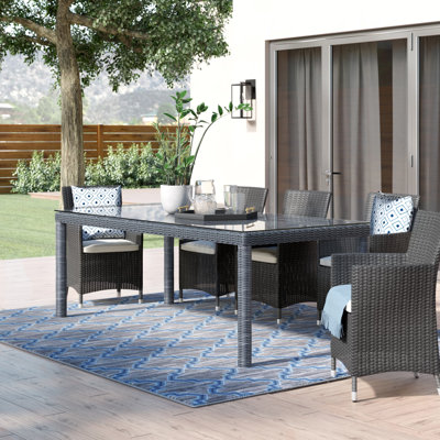 Rectangular Glass Outdoor Dining Table ,