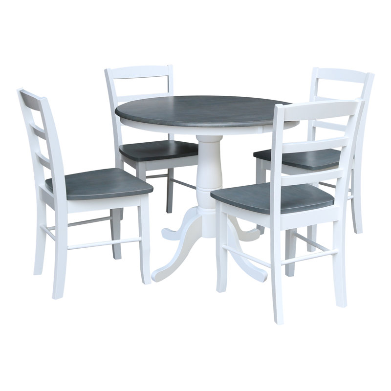 Ehlers 4 - Person Solid Wood Dining Set, White/Heather Gray