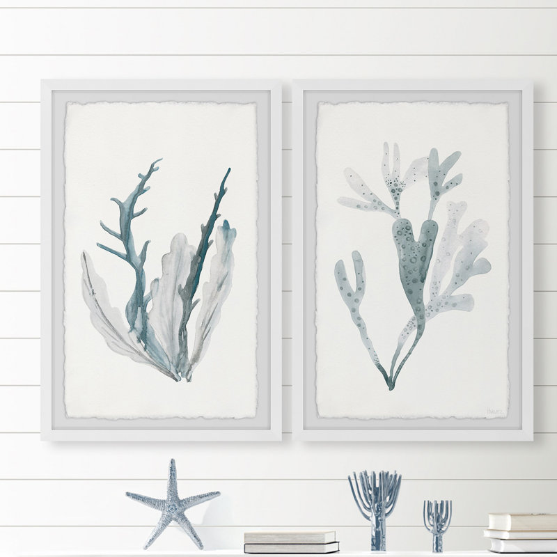 «Corals in Blue», ensemble de 2 reproductions d'art sur papier encadrées, H 24 po x l 16 po x P 1,5 po