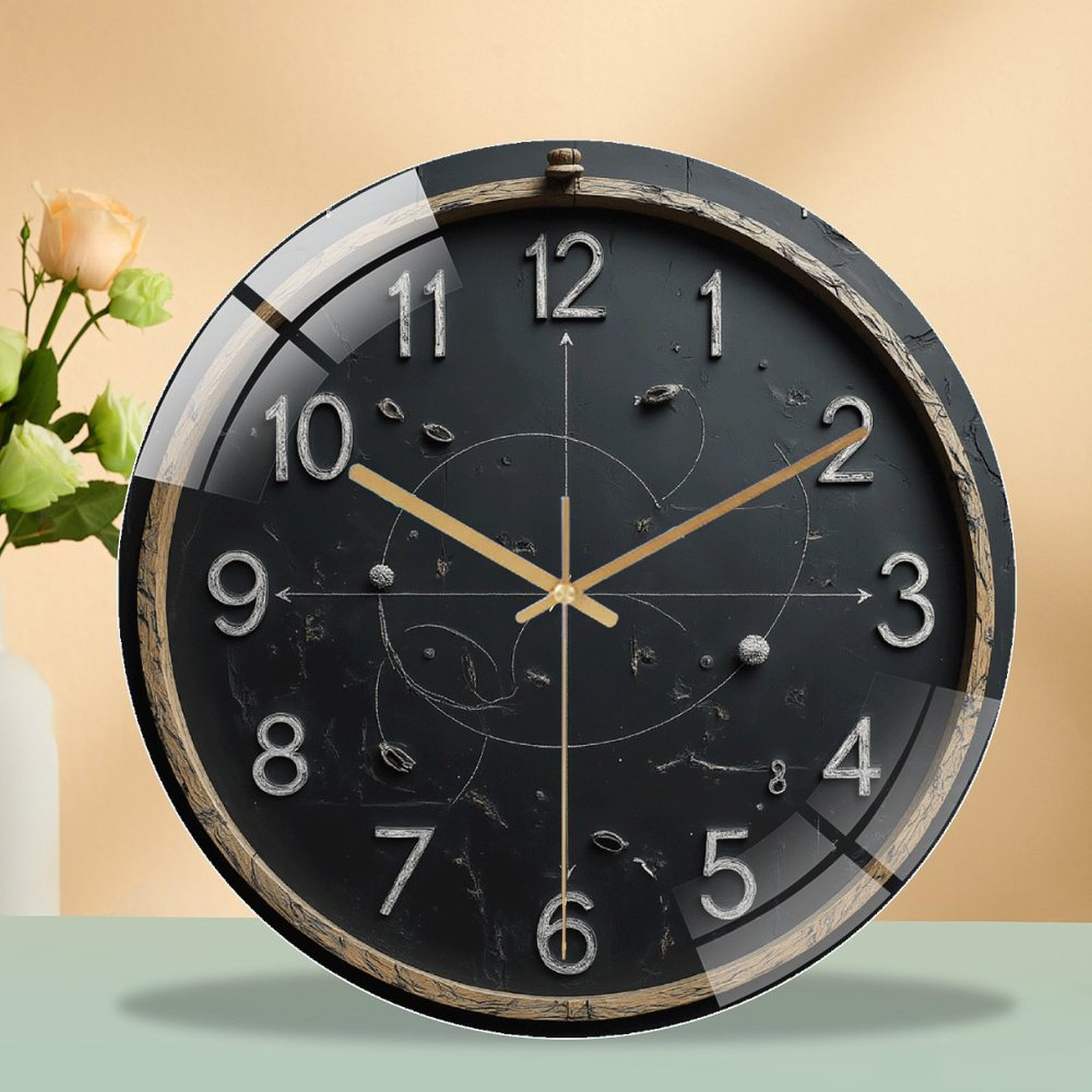 East Urban Home 12" Round Tempered Glass Wall Clock with Silent Quartz ...