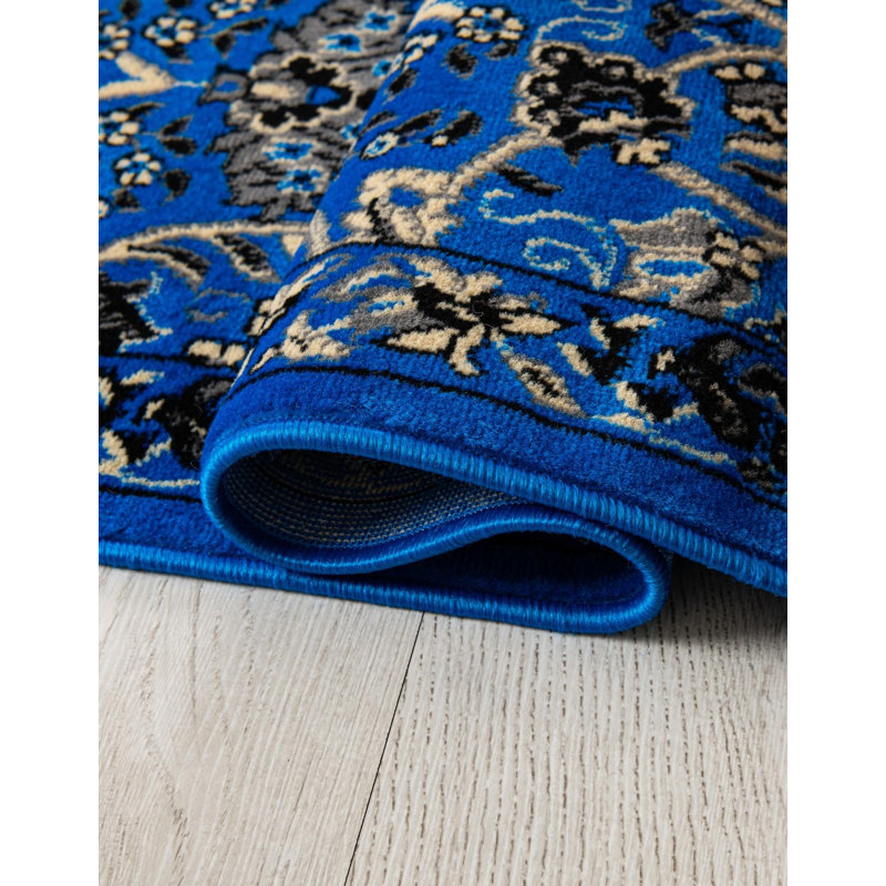 Tapis bleu vif Hanan, Tapis de couloir 2 pi x 6 pi 1 po, Bright Blue