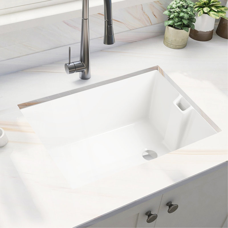 23.6" L X 18" W White Ceramic Single Bowl Kitchen Sink
