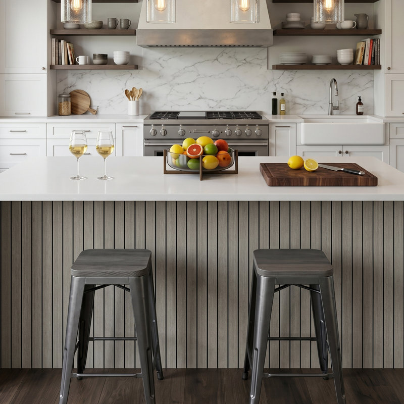 Rouleau de lambris flexible 118 po L x 47 po en grain de bois PET pour décoration murale intérieure, Gray