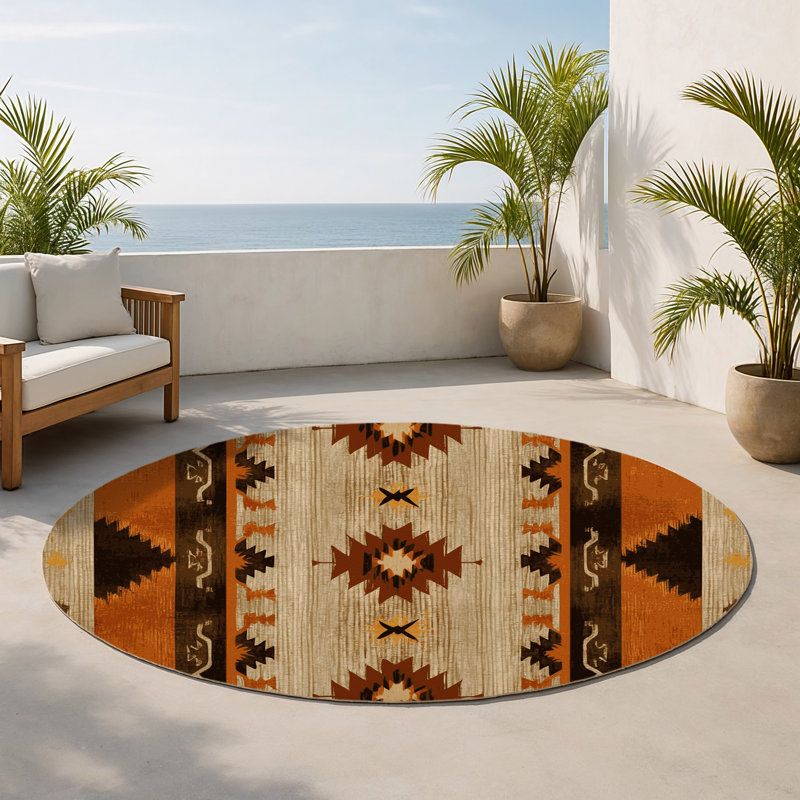 Tapis intérieur et extérieur Sunlit Labyrinth, Rond 5 pi