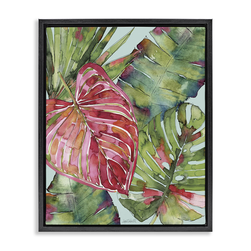 Cadre flottant vert Palm Springs, design par Anne Tavoletti, Cadre flottant noir de jais, H 21 po x l 17 po