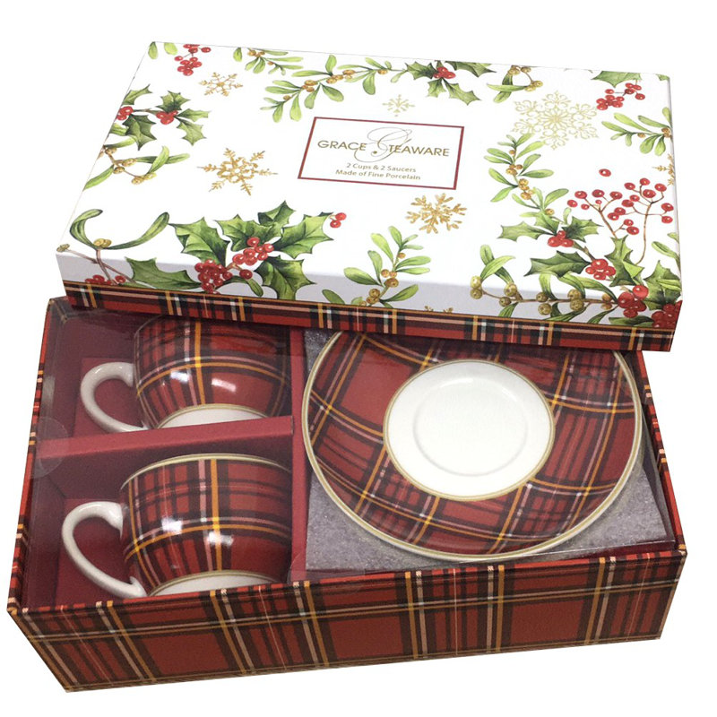 Tasse à espresso rouge et soucoupe rouge, ensemble de 2