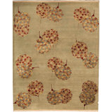 Hand-Knotted High-Quality Light Green and Beige Area Rug