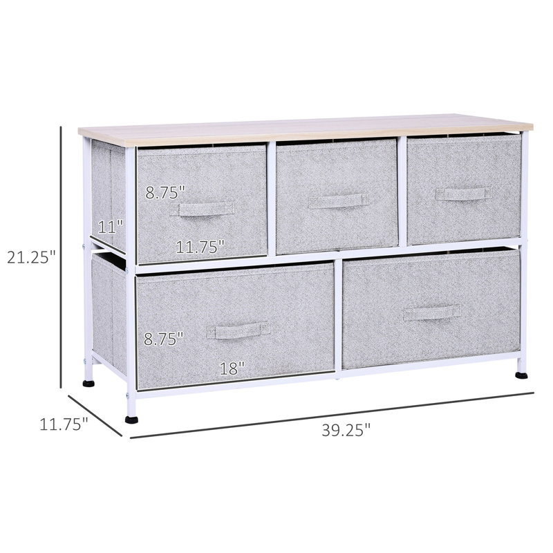 5 commode horizontale pour chambre à coucher et rangement efficace gris avec cube de rangement en acier thermolaqué