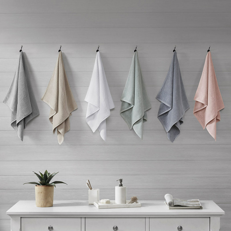 Ensemble 6 serviettes de bain en coton antimicrobien, Grey