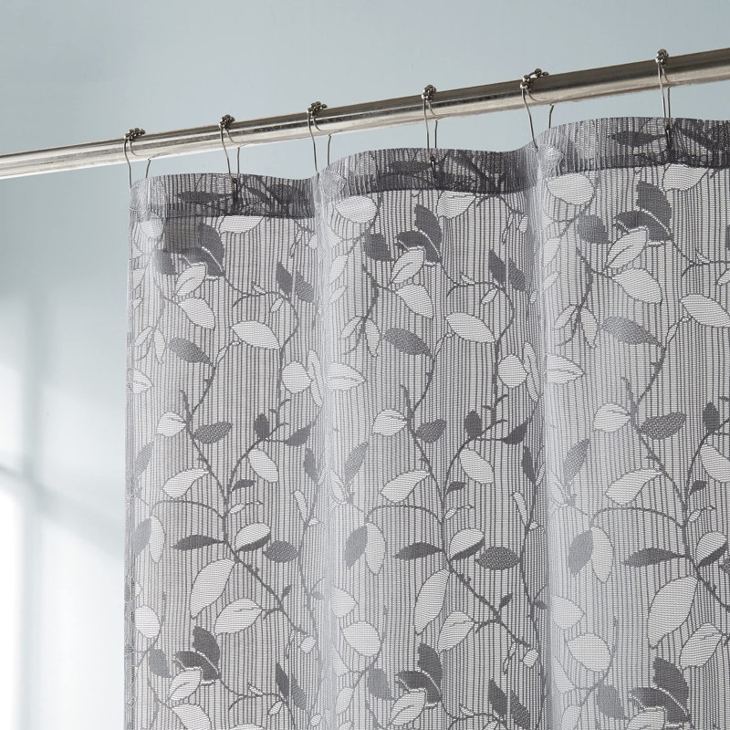 Toraino Floral Shower Curtain. Rustic Leaf Lace Shower Curtain, gris, H 72 po x l 72 po