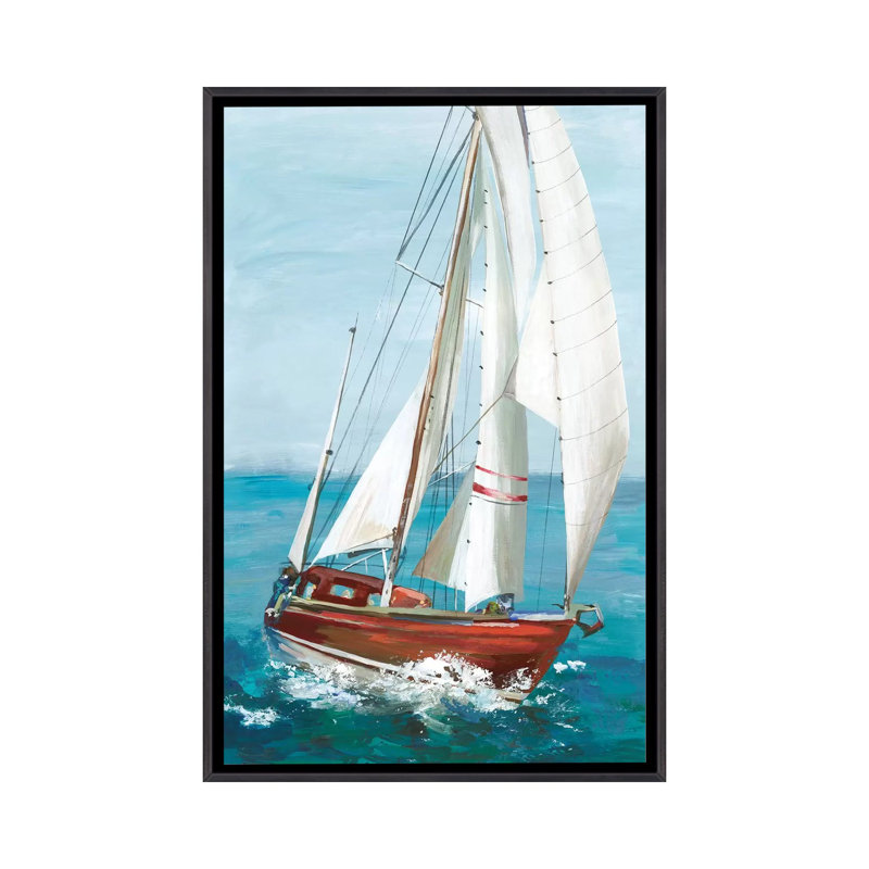 "Simple Sail II" par Allison Pearce, reproduction d’art, Toile avec cadre noir patiné, Pas de tapis