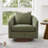 Moss Green Swivel Accent Chair with Solid Wood Base-122425419