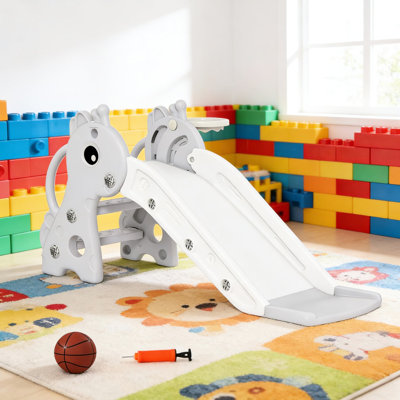 Glissade autoportante sur le thème de la girafe, escalade en 3 étapes, cerceau, jeu sécuritaire pendant 1 an, matériau, facile à monter