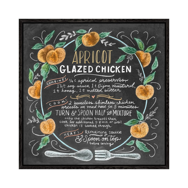 Apricot Glazed Chicken Recipe by Lily & Val - Print on Canvas, 45.72 cm H x 45.72 cm W, Black Framed Canvas