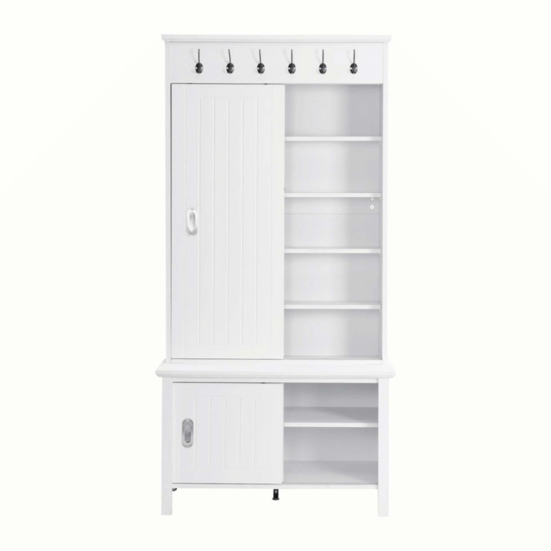 Banc de rangement pour chaussures autoportant, Blanc