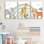 3 pièces encadrées animaux safari toile murale éléphant tigre girafe affiches impressions bohémien arc-en-ciel éléments peintures photos décoration murale pour chambre de bébé chambre à coucher décorations