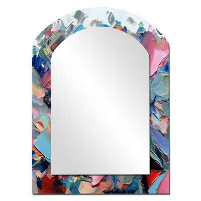 «Passion Of Mira Abstract Melody», peinture abstraite, miroir mural asymétrique rose, impression sur métal