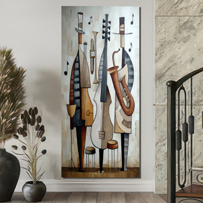 «Abstract Jazz Band In New York City - Music Jazz», reproduction d'art sur toile brune rétro