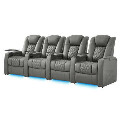 Ivy Bronx Leather Home Theater Seating, Game Seats Movie Theater Chairs Theater Recliner Sofa