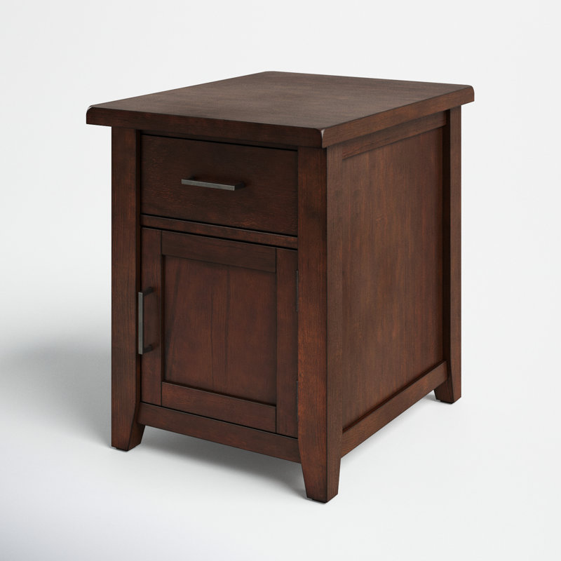 Larae Solid Wood Top End Table with Storage